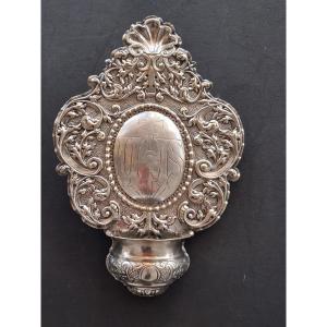 Bénitier en métal argenté XIX ème 