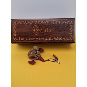 Glove Box In Rosewood And Marquetry Filets 19th C