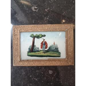Boite à dragées rectangulaire , en fixé sous verre ,  XIX ème 