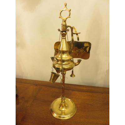 Brass Oil Lamp, Called "florentine" Early XIX