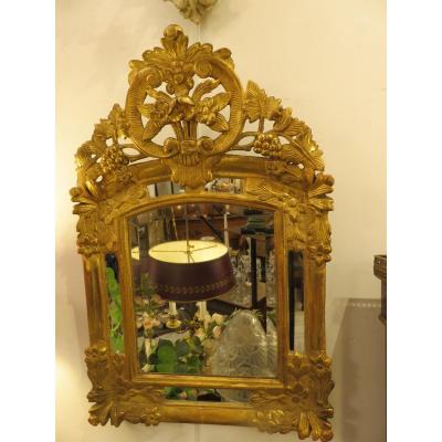 Miroir En Bois Doré à Pare Closes De Style Louis XV , Début XIX ème 