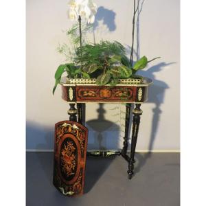 Marquetry Planter, With Its Cap, Floral Decoration And Gilded Bronzes, Napoleon III