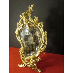 Miroir à poser en bronze doré de style Louis XV époque Napoléon III