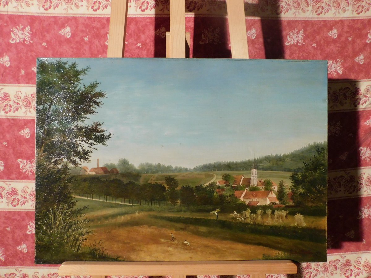 Huile Sur Toile Scene Champetre