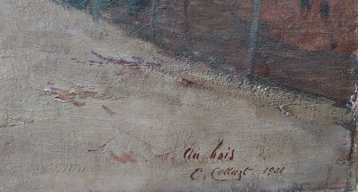 "au Bois; 1900", Large Hst-signed E.cottart-photo-3