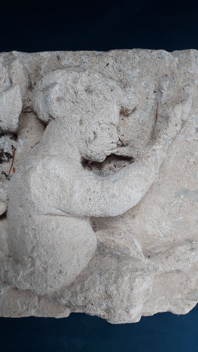 Bas Relief Pierre Sculptée 15/16ème -photo-3