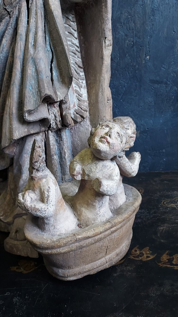 Saint Nicolas En Chêne Polychrome,Hainaut 17ème-photo-4