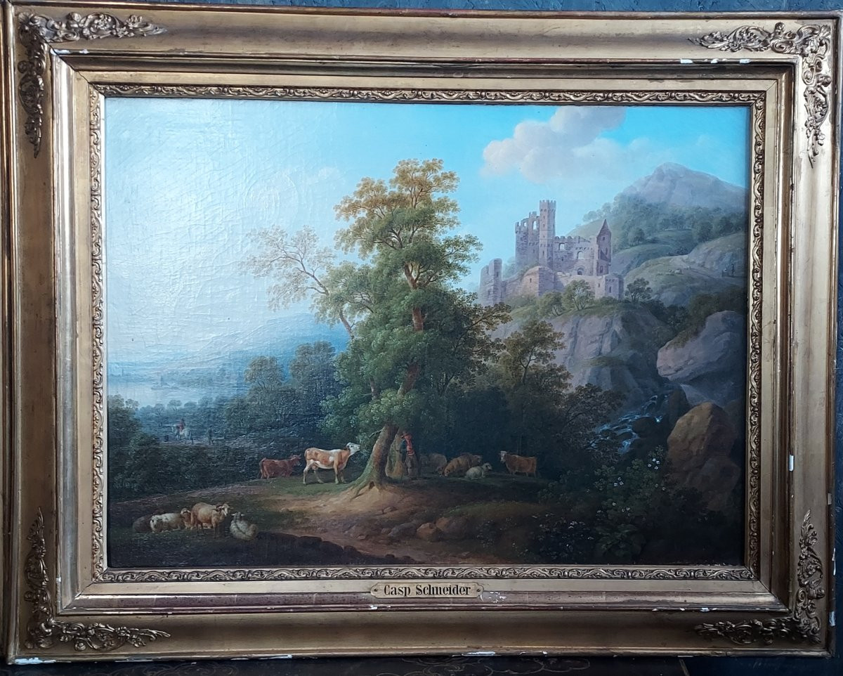 Gaspard Schneider (1753-1839), Large Pair Of Paintings, Signed-photo-3