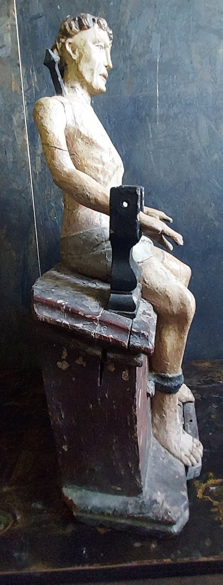 Saint Quentin Martyr: Grand Bois Sculpté Polychrome XVème-photo-3