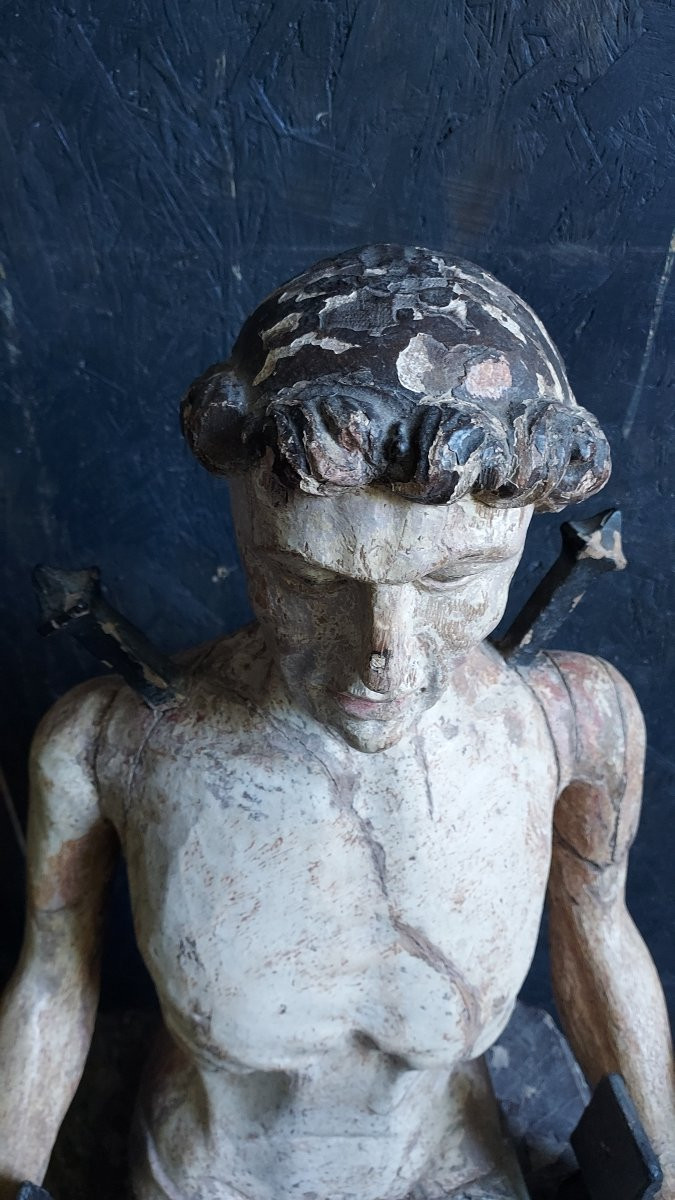 Saint Quentin Martyr: Grand Bois Sculpté Polychrome XVème-photo-7