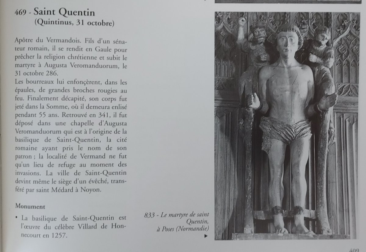 Saint Quentin Martyr: Grand Bois Sculpté Polychrome XVème-photo-8