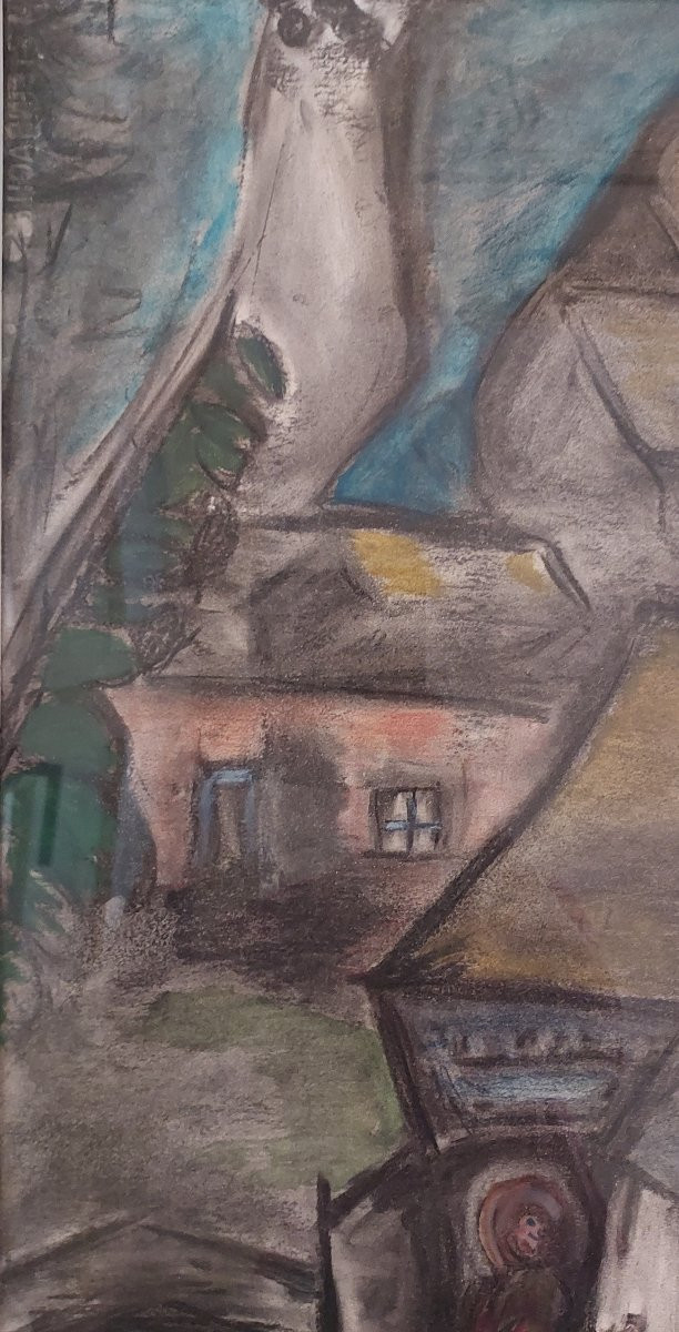 Andreij Jawlensky "Scene animée" gouache sur carton,signée -photo-2