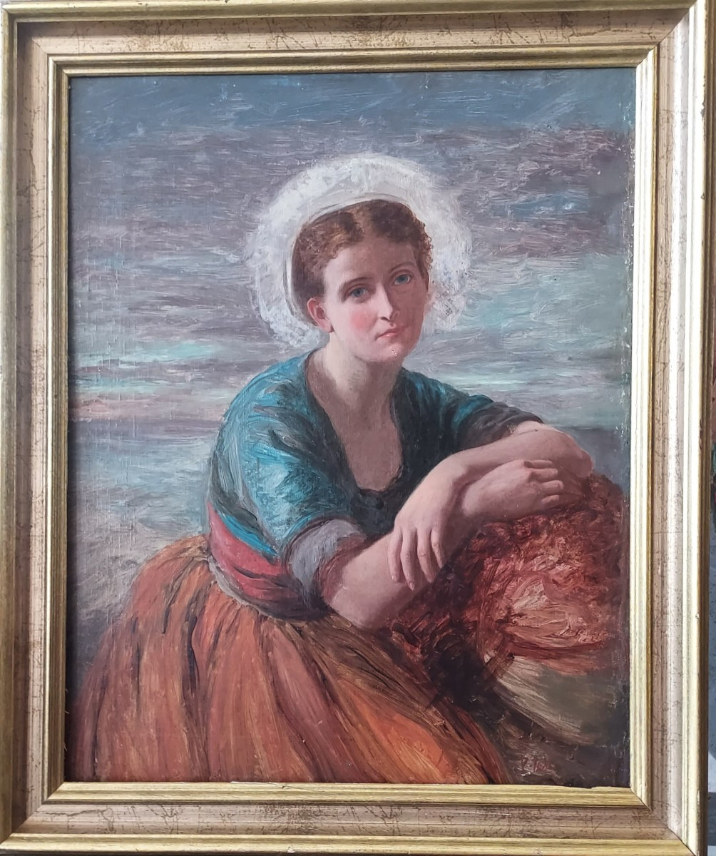 Pierre Testu, Hst, "portrait Boulonnaise), Signed 