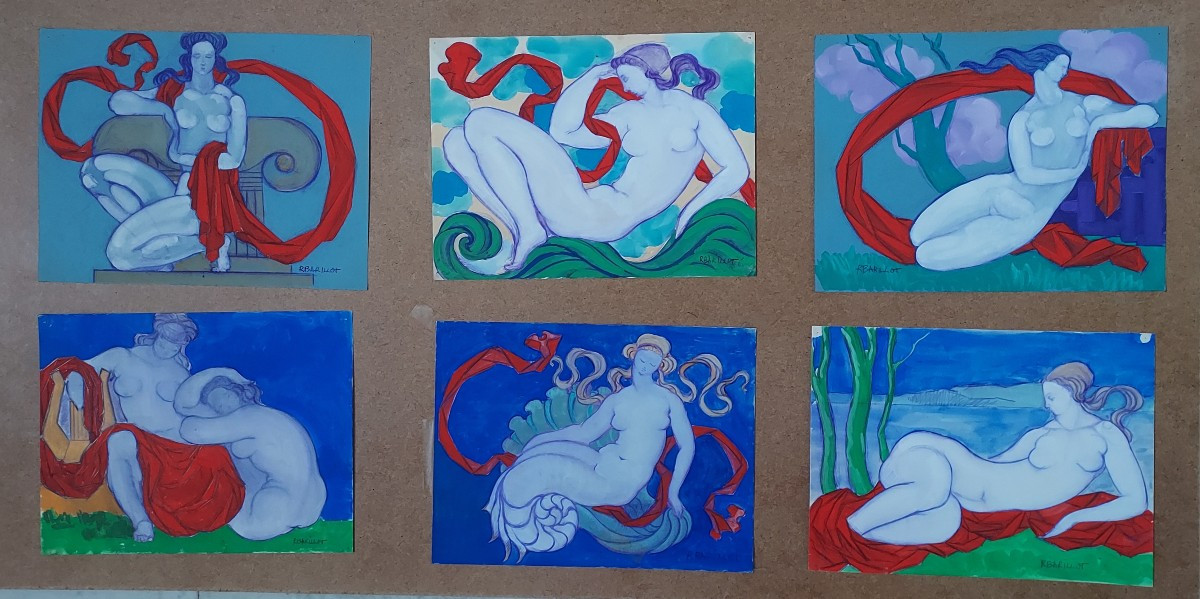 Robert Barillot (1921-2001): 18 Signed Gouaches 