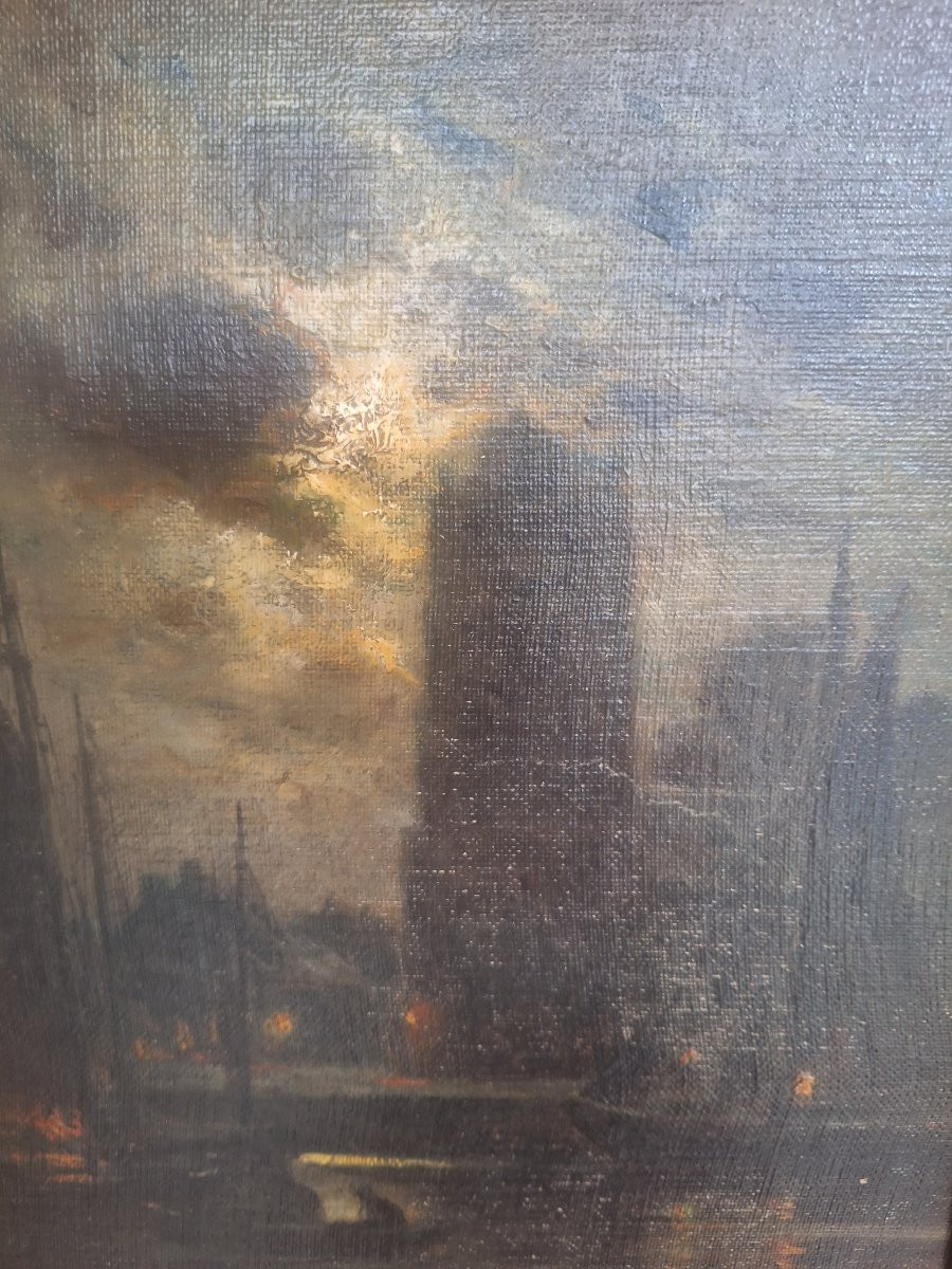 Painting By Georges Maroniez. Moonlight On The Port -photo-4