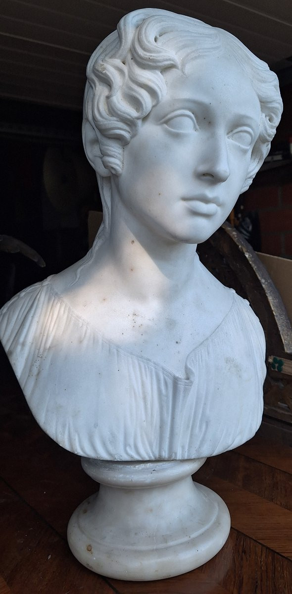 Buste en marbre jeune femme vers 1830-photo-3