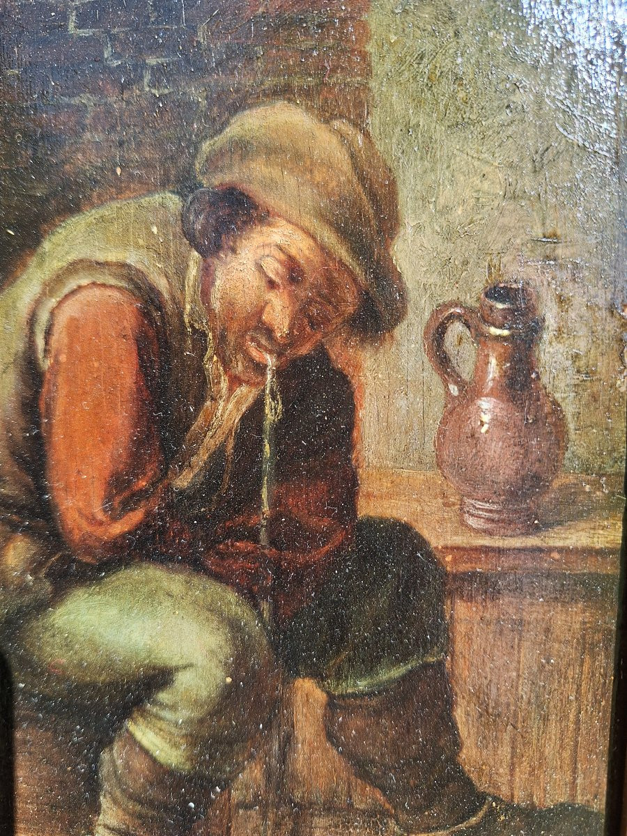 Flemish School Painting, Late 17th Century: Tavern Scene-photo-4
