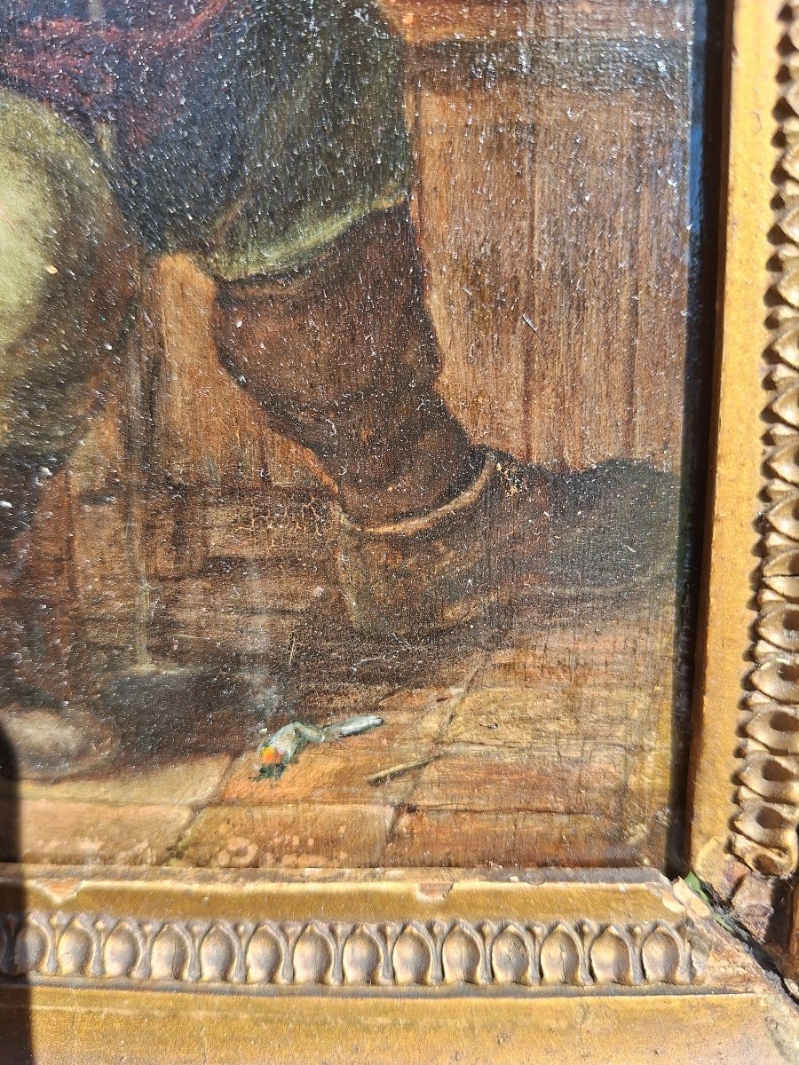 Flemish School Painting, Late 17th Century: Tavern Scene-photo-2