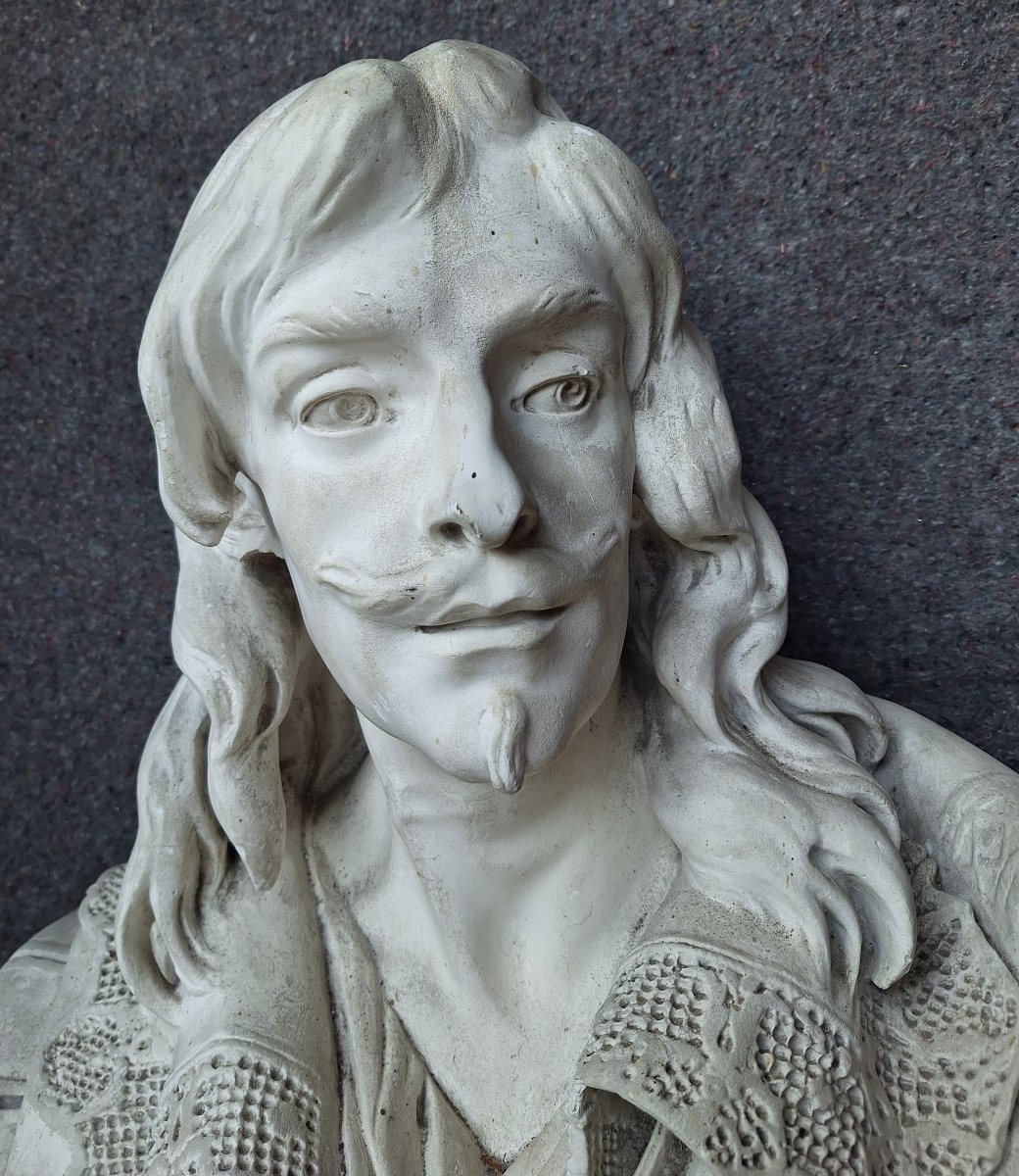 19th Century Plaster Bust Representing The Poet Jean De Rotrou-photo-4