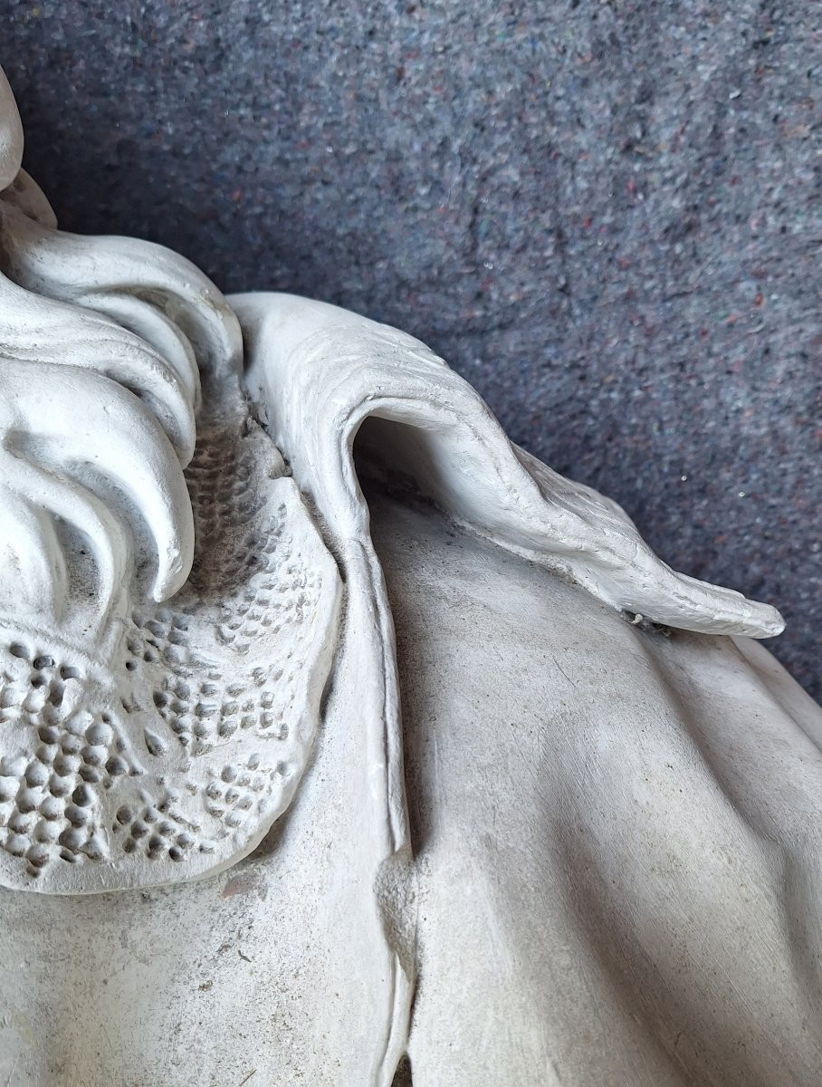 19th Century Plaster Bust Representing The Poet Jean De Rotrou-photo-3