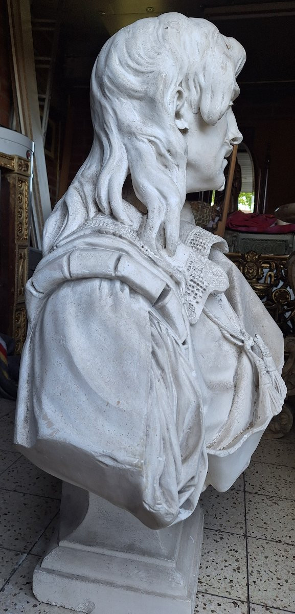 19th Century Plaster Bust Representing The Poet Jean De Rotrou-photo-4