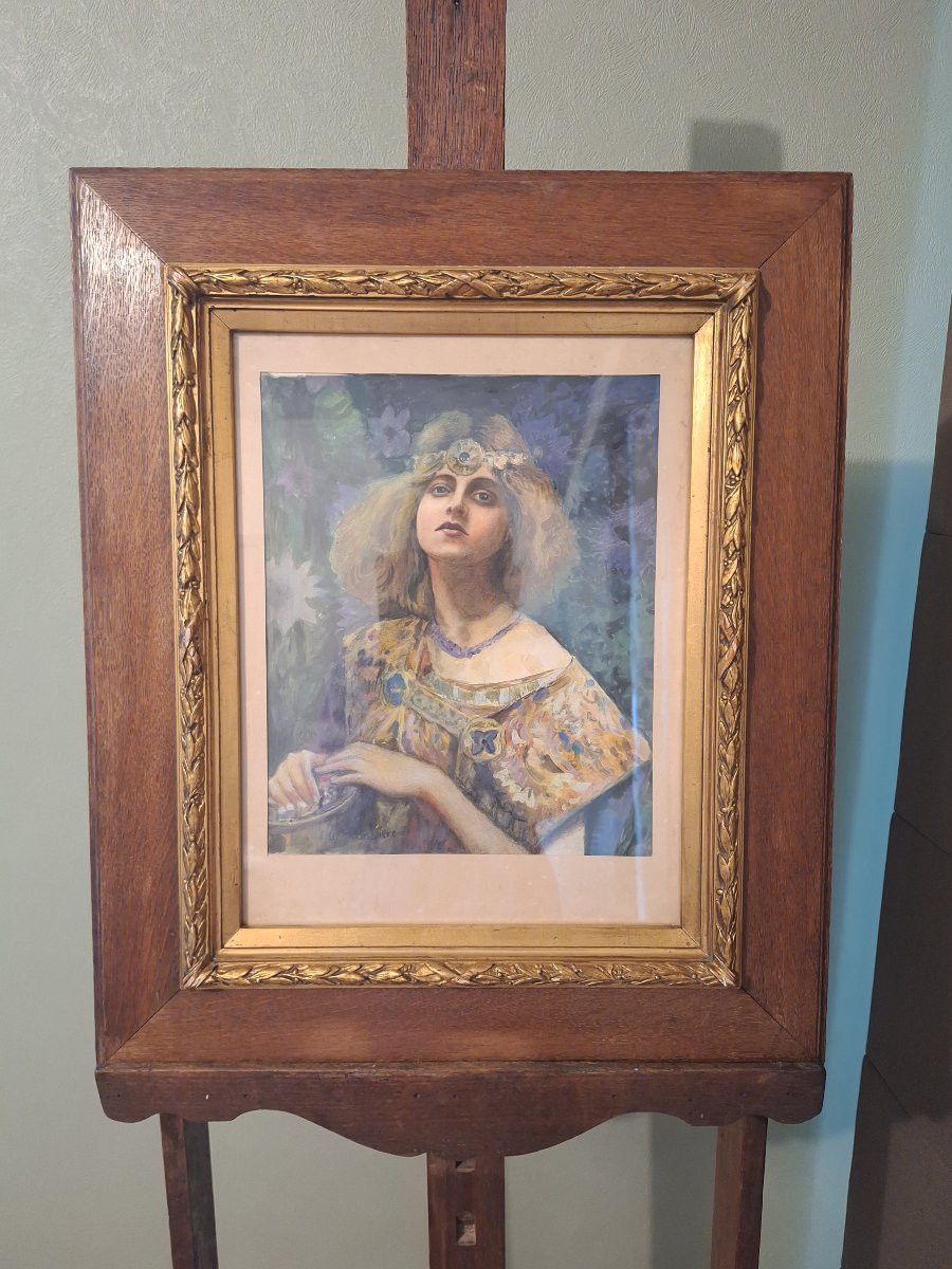 Gaston BUSSIERE 1862-1928 étude pour Salammbô, vers 1907-photo-1