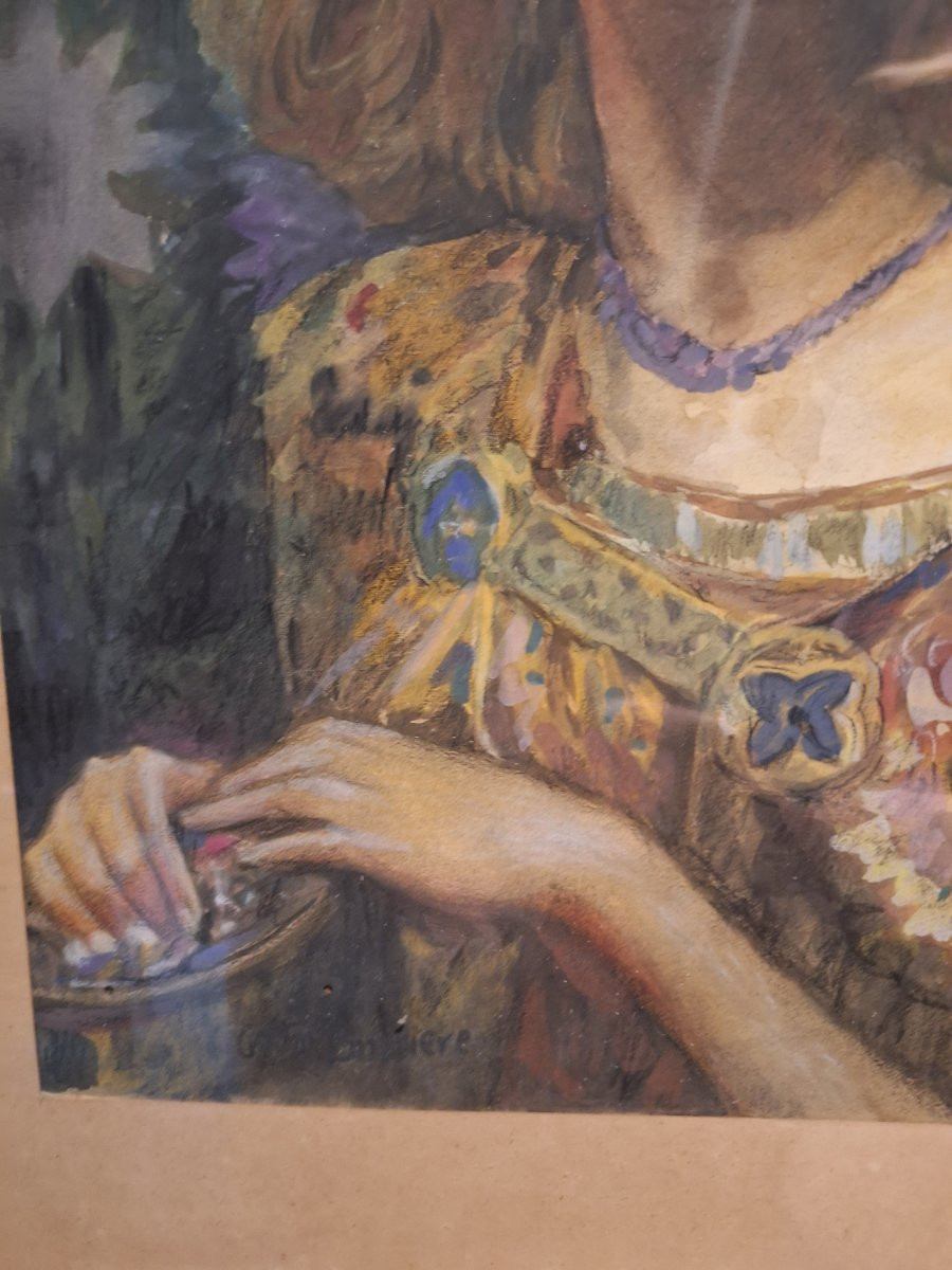 Gaston BUSSIERE 1862-1928 étude pour Salammbô, vers 1907-photo-3