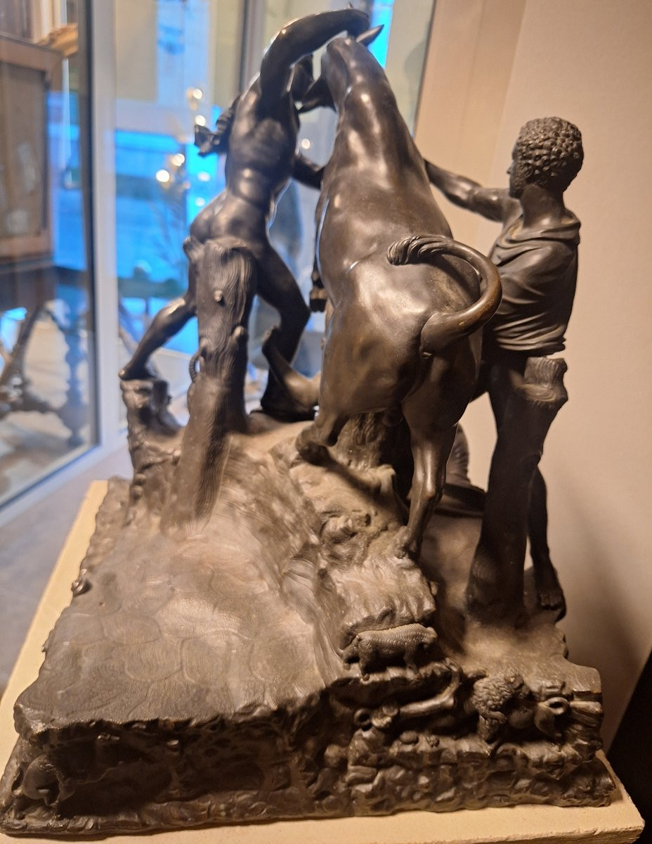 Bronze Group Circa 1800, Representing The Farnese Bull-photo-3