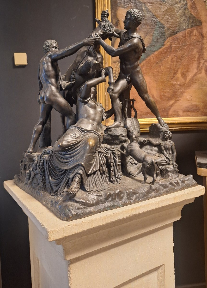 Bronze Group Circa 1800, Representing The Farnese Bull-photo-4