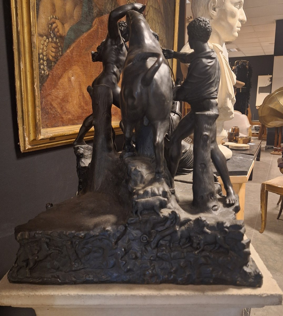 Bronze Group Circa 1800, Representing The Farnese Bull-photo-3