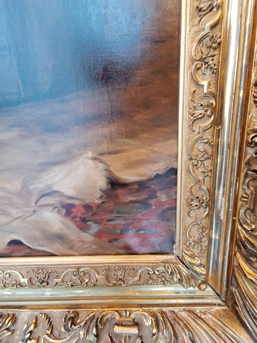 Oil On Canvas Signed Leon Herbo Depicting An Elegant Woman In An Interior -photo-4