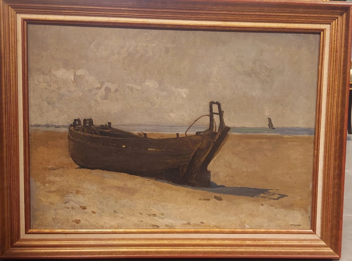 Eugène Trigoulet(1864/1910),"Marine" côté d'opale,signée -photo-4