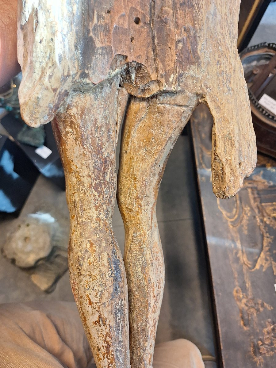 Christ en bois sculpté polychrome  époque 16ème siècle -photo-1