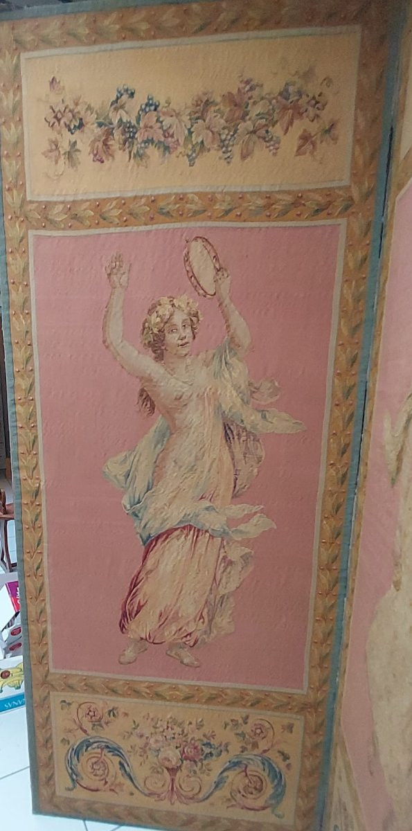 Three-panel Screen Covered With Silk Tapestry. Beauvais Manufacture, 18th Century -photo-2