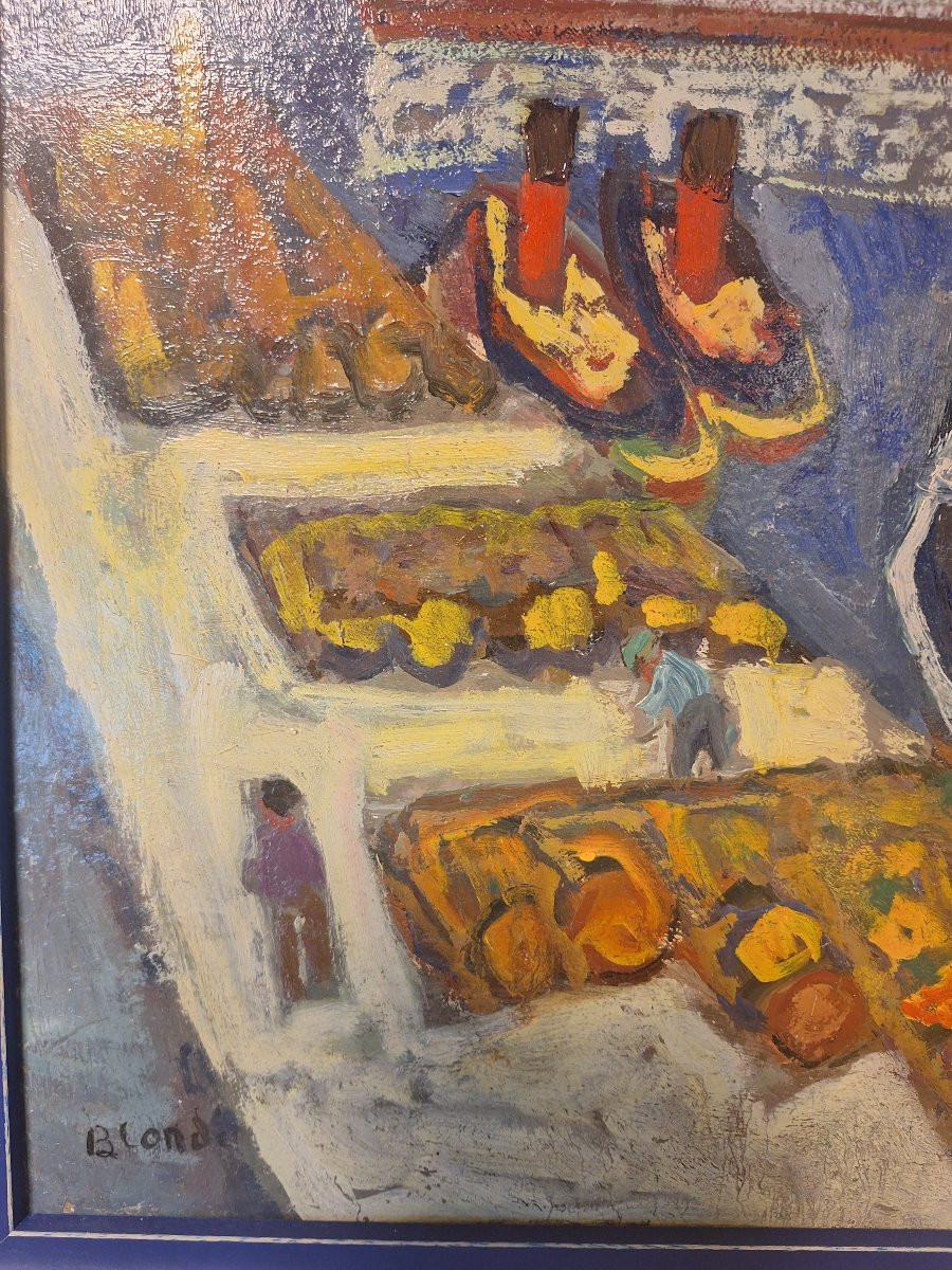 André Blondel, vue présumée du port de Sete.Huile sur panneau -photo-3
