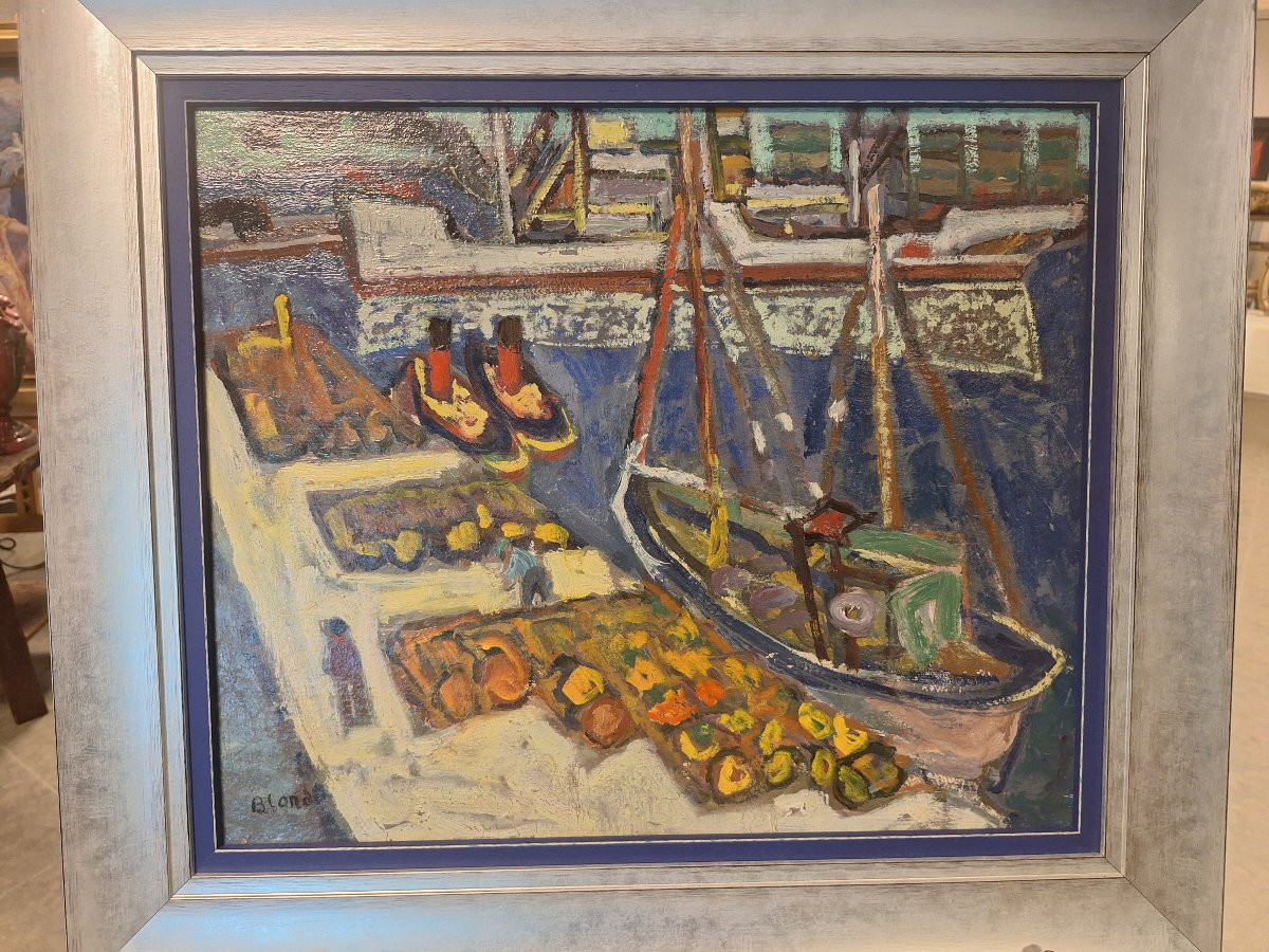 André Blondel, vue présumée du port de Sete.Huile sur panneau -photo-5