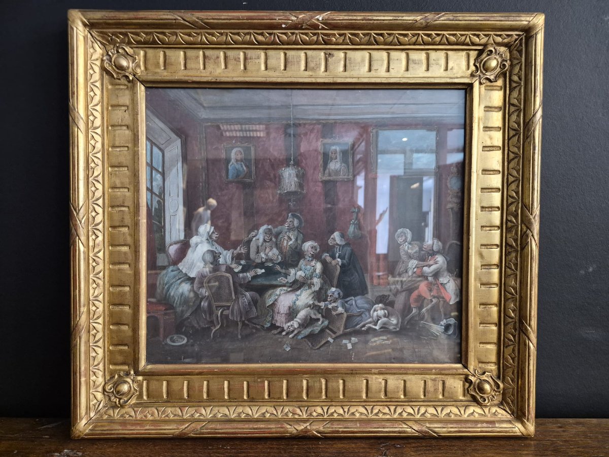 Peyrotte Alexis école française 18ème. Paire d'aquarelles et gouaches signées et datée s-photo-2