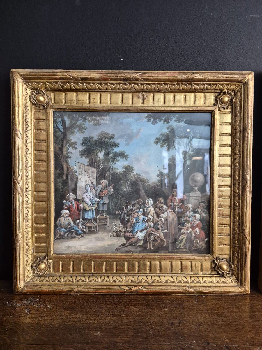Peyrotte Alexis école française 18ème. Paire d'aquarelles et gouaches signées et datée s-photo-3