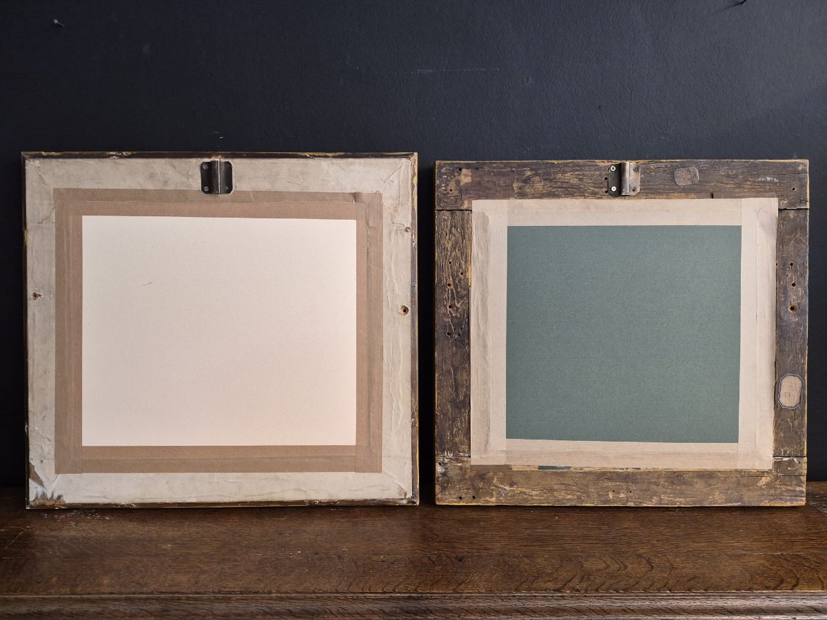 Peyrotte Alexis école française 18ème. Paire d'aquarelles et gouaches signées et datée s-photo-4