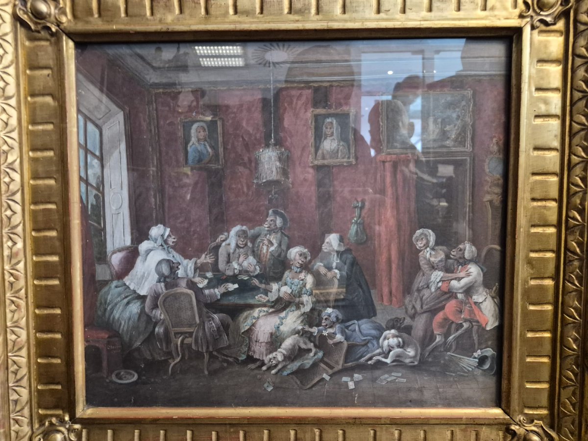 Peyrotte Alexis école française 18ème. Paire d'aquarelles et gouaches signées et datée s-photo-2