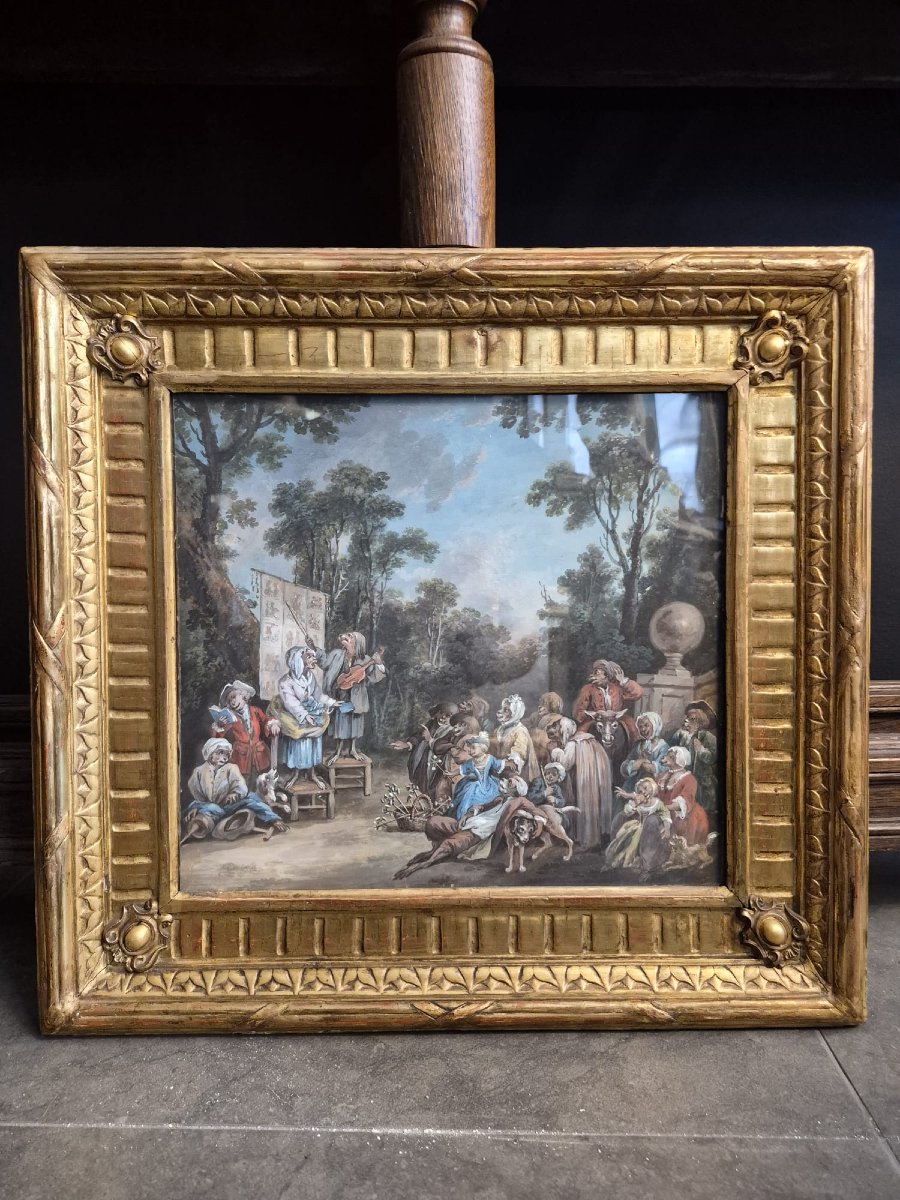 Peyrotte Alexis école française 18ème. Paire d'aquarelles et gouaches signées et datée s-photo-3