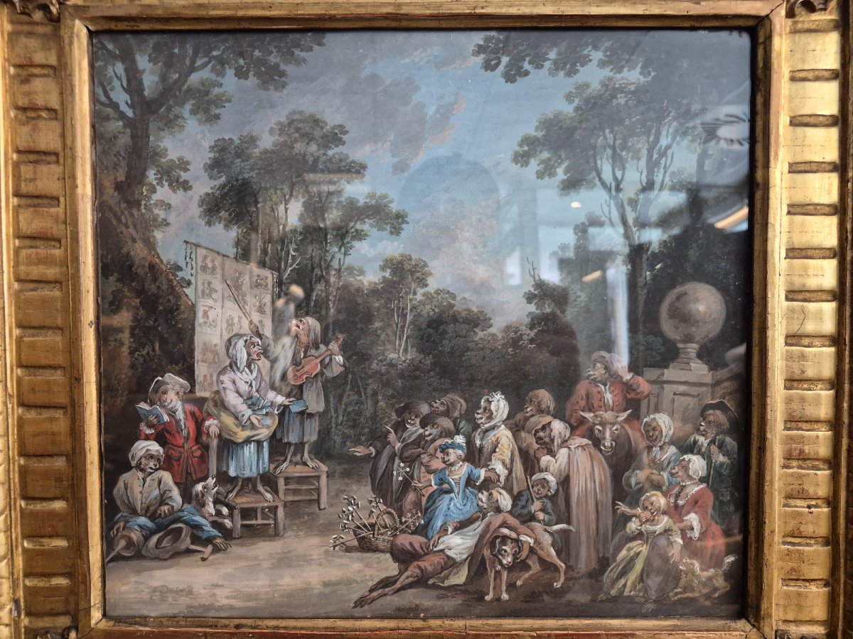 Peyrotte Alexis école française 18ème. Paire d'aquarelles et gouaches signées et datée s-photo-6