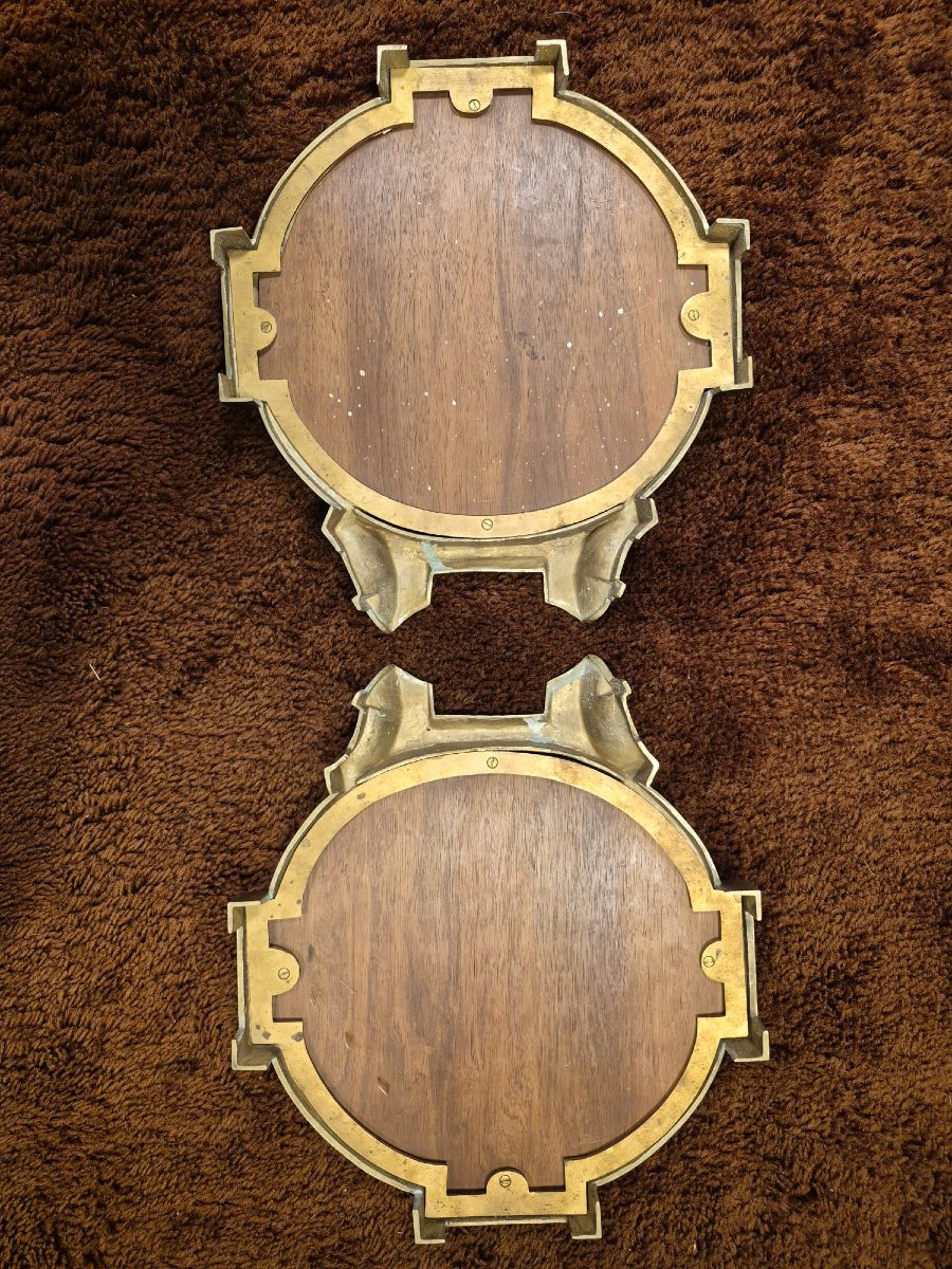 Surtout de table de style Louis XVI en bronze doré composé de 3 éléments.-photo-1