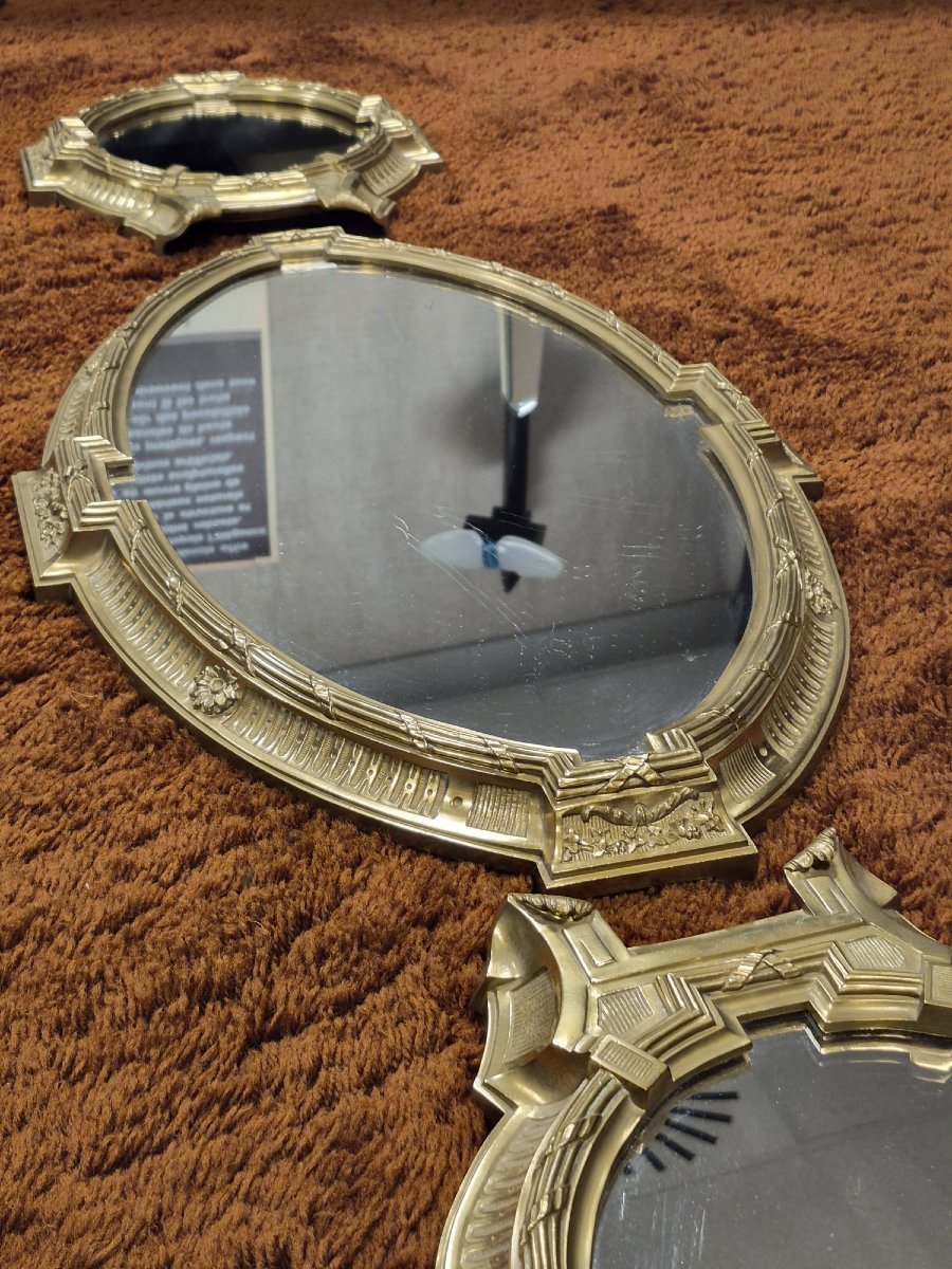 Surtout de table de style Louis XVI en bronze doré composé de 3 éléments.-photo-5