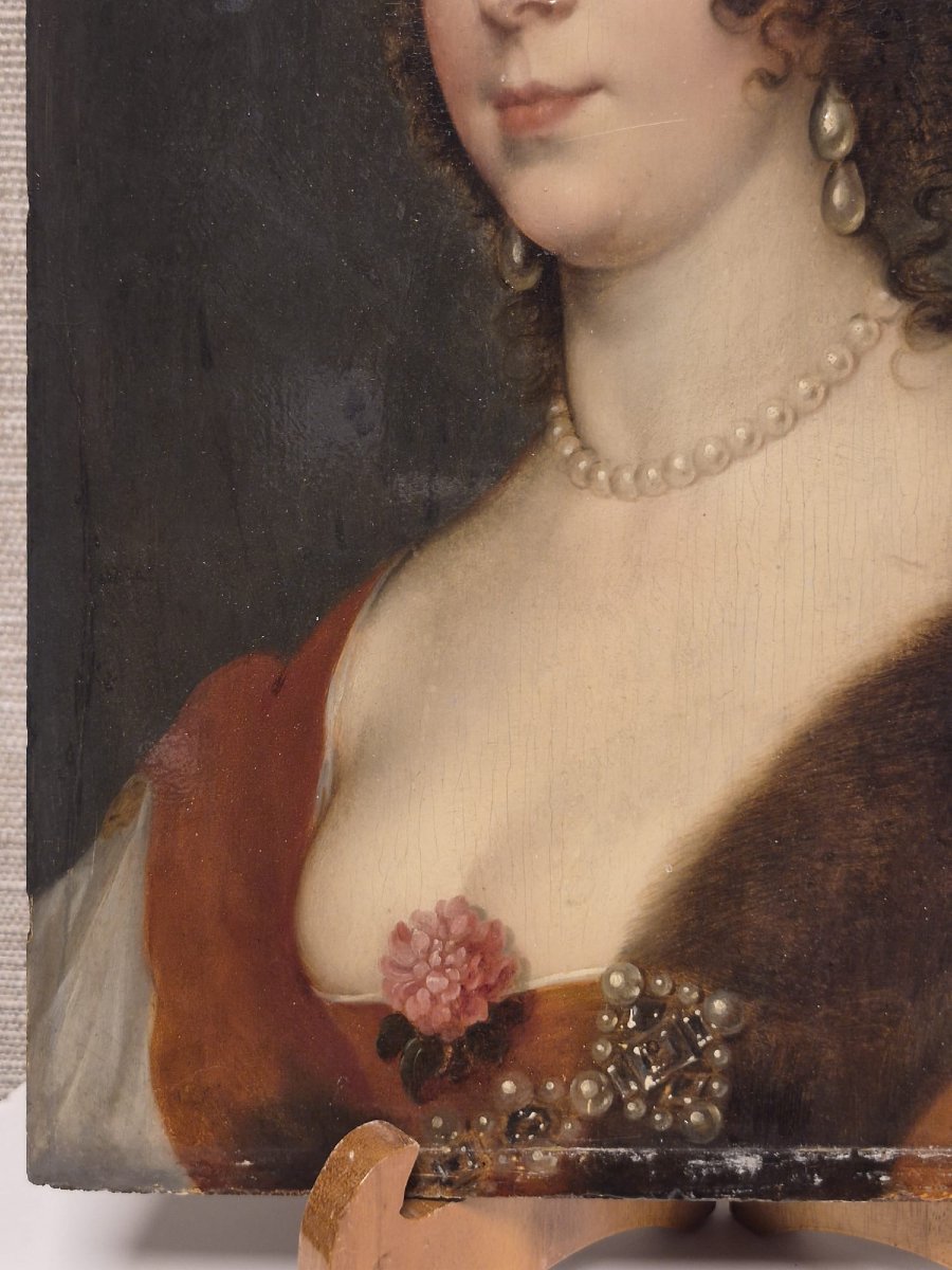 Huile sur panneau de chêne "portrait de dame de qualité "-photo-2