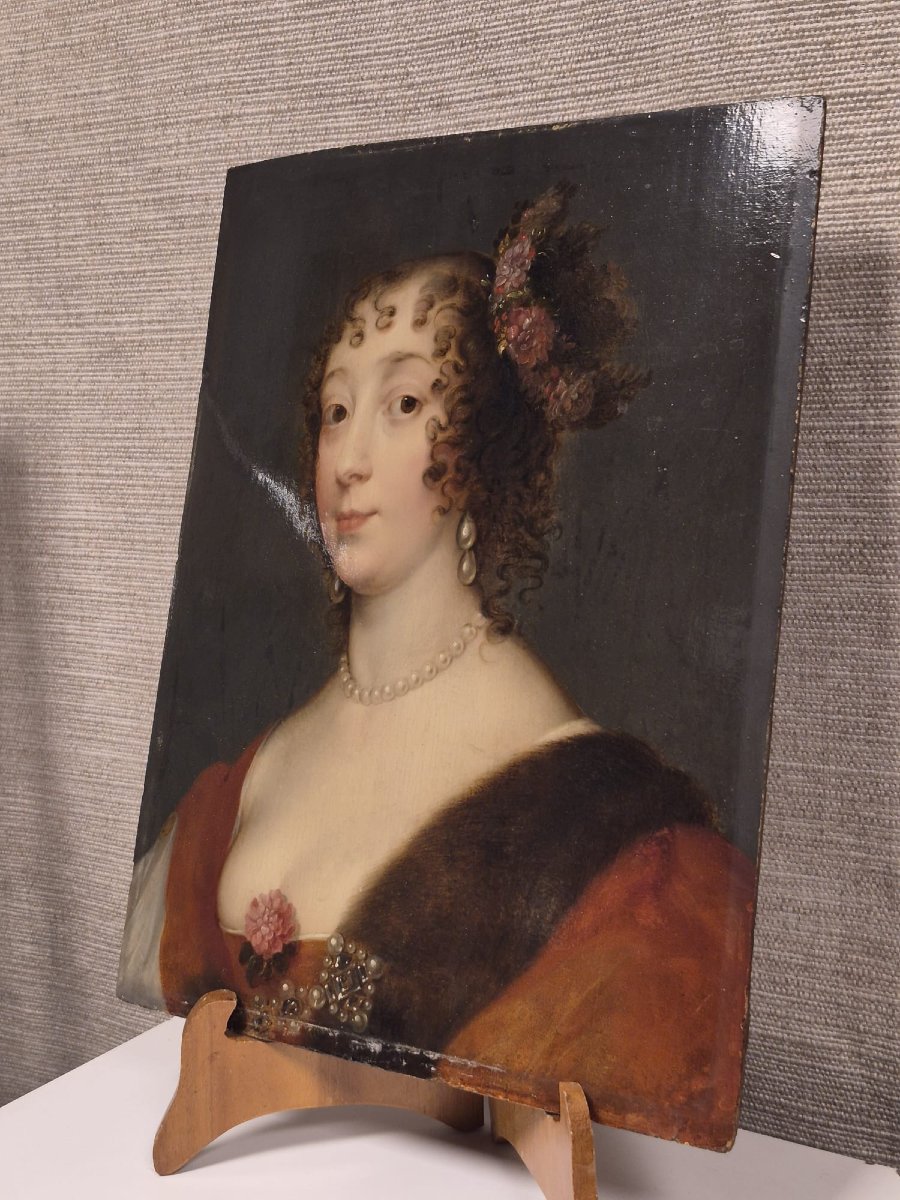 Huile sur panneau de chêne "portrait de dame de qualité "-photo-1