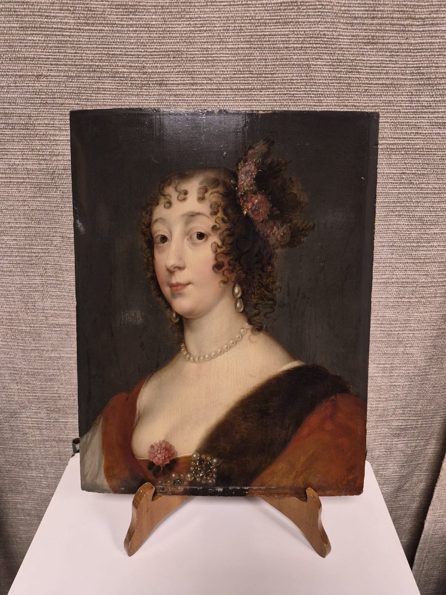 Huile sur panneau de chêne "portrait de dame de qualité "