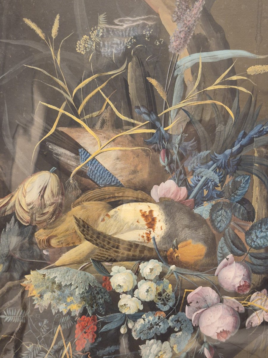 Louis Vidal (1754/1807)still Life With Game:gouache And Watercolor On Paper-photo-2