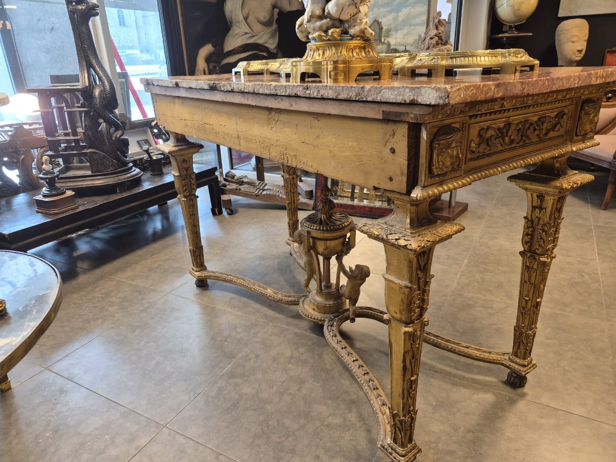 Table console en bois doré époque Louis 16 très probablement un travail italien-photo-2