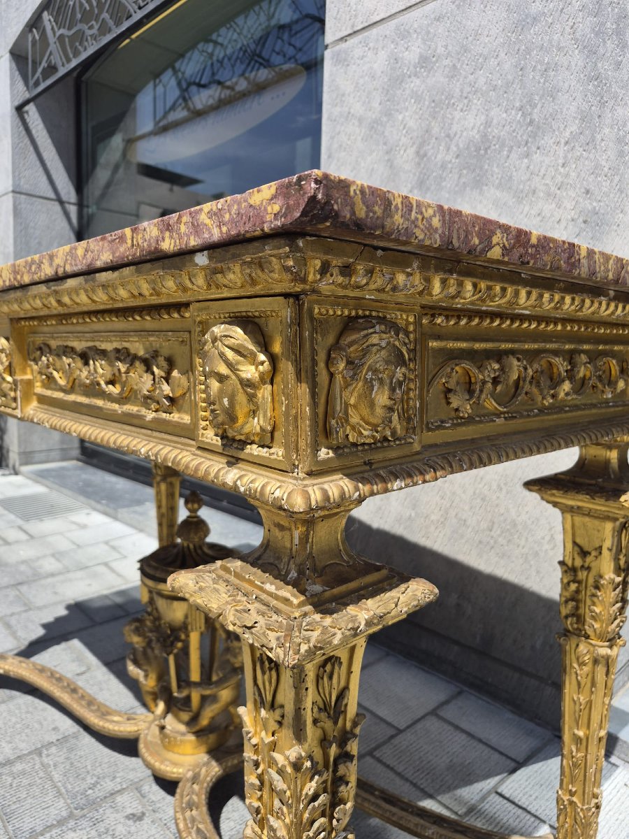 Table console en bois doré époque Louis 16 très probablement un travail italien-photo-3